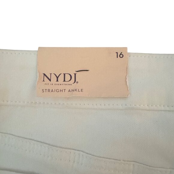 NYDJ Marilyn Straight Ankle Jeans Women's White Blue Tie-Dye Pants, Size 16 NWT - Picture 3 of 10